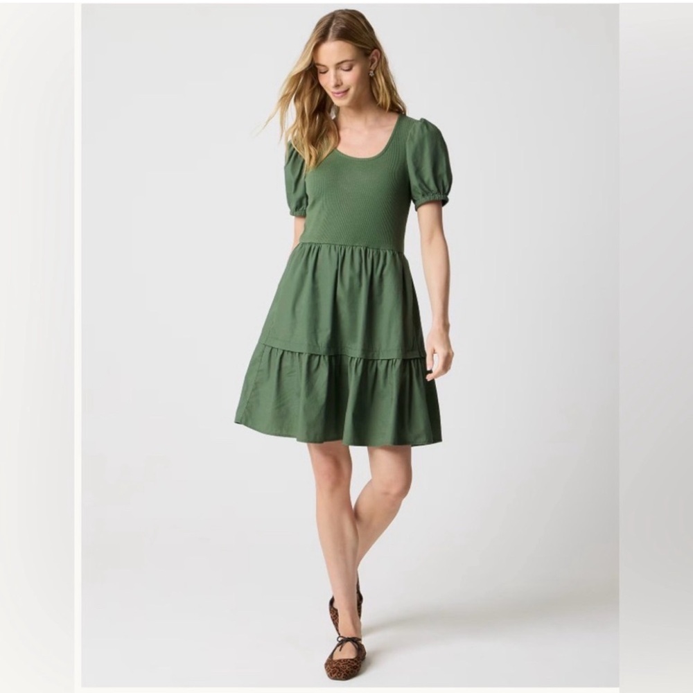 NWOT J. Crew Puff-sleeve knit mixy mini dress